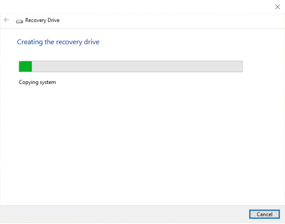 Creating the recovery drive